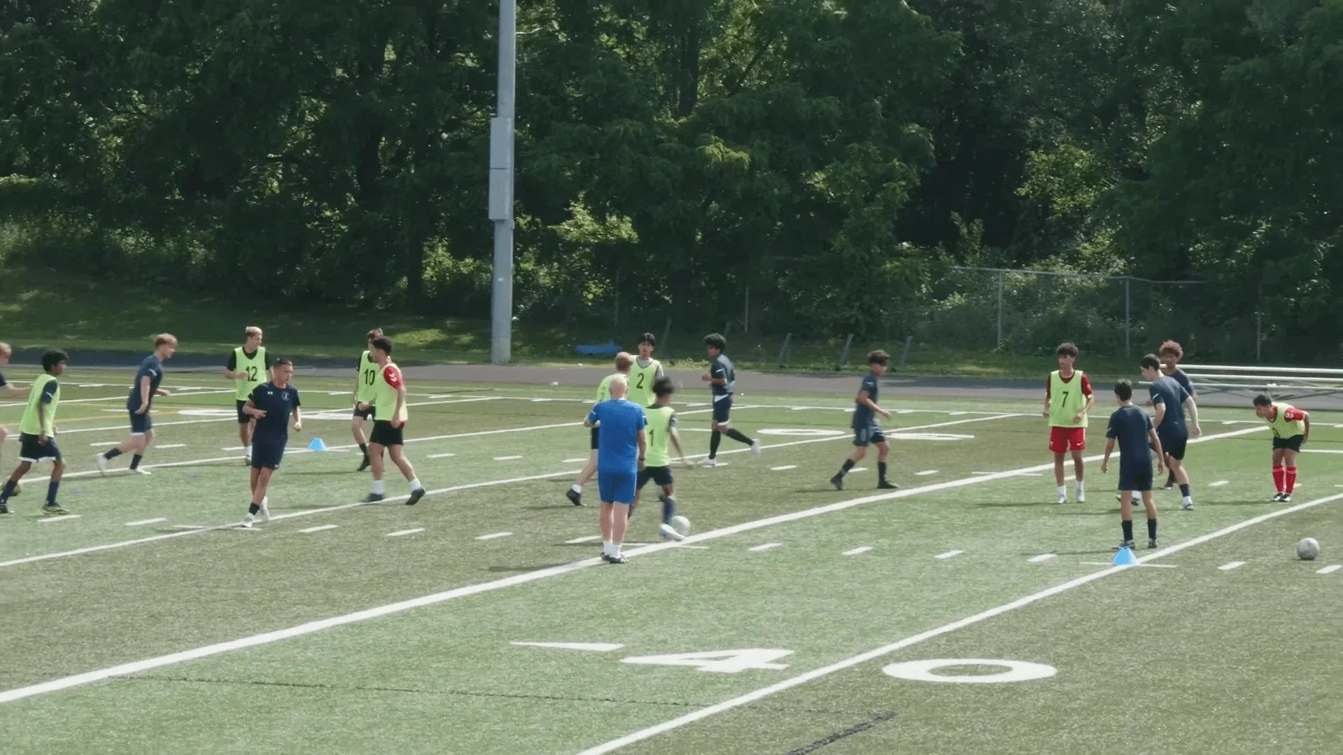 Side angle youth soccer practice