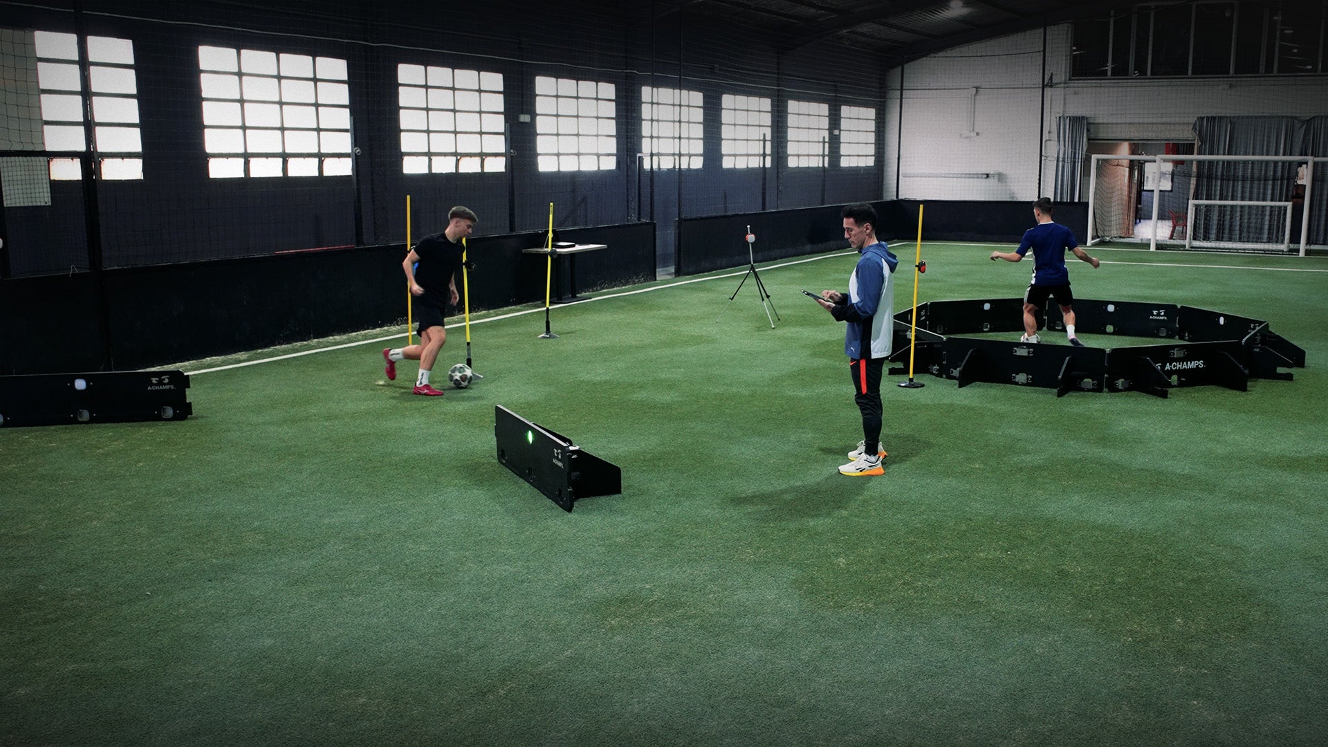 Player training inside the Goal Station Arena performance lab