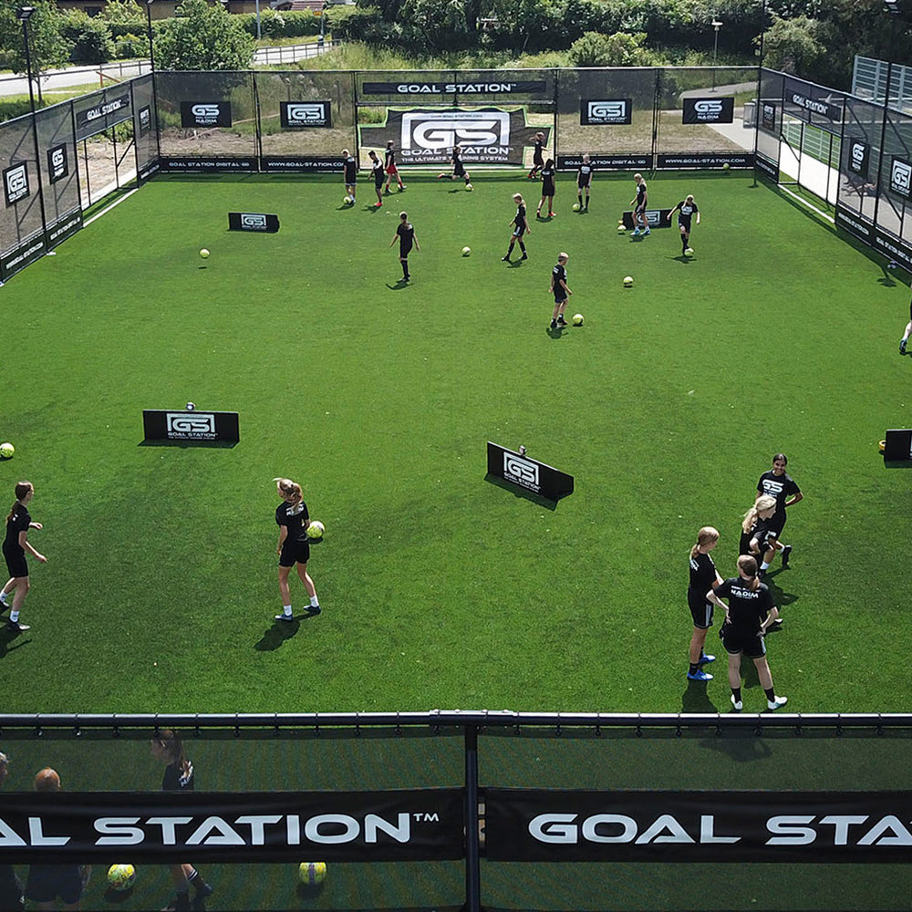 Aerial view of a Goal Station Arena installation