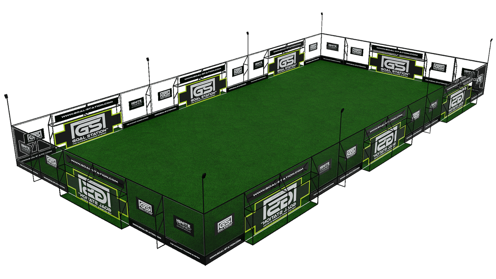 Goal Station Arena on a checkered background