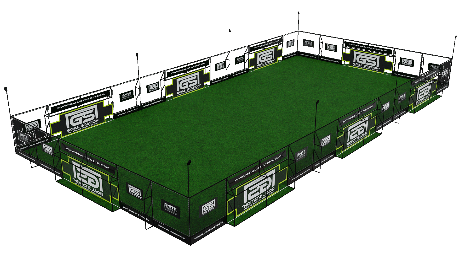 Goal Station Arena on a checkered background