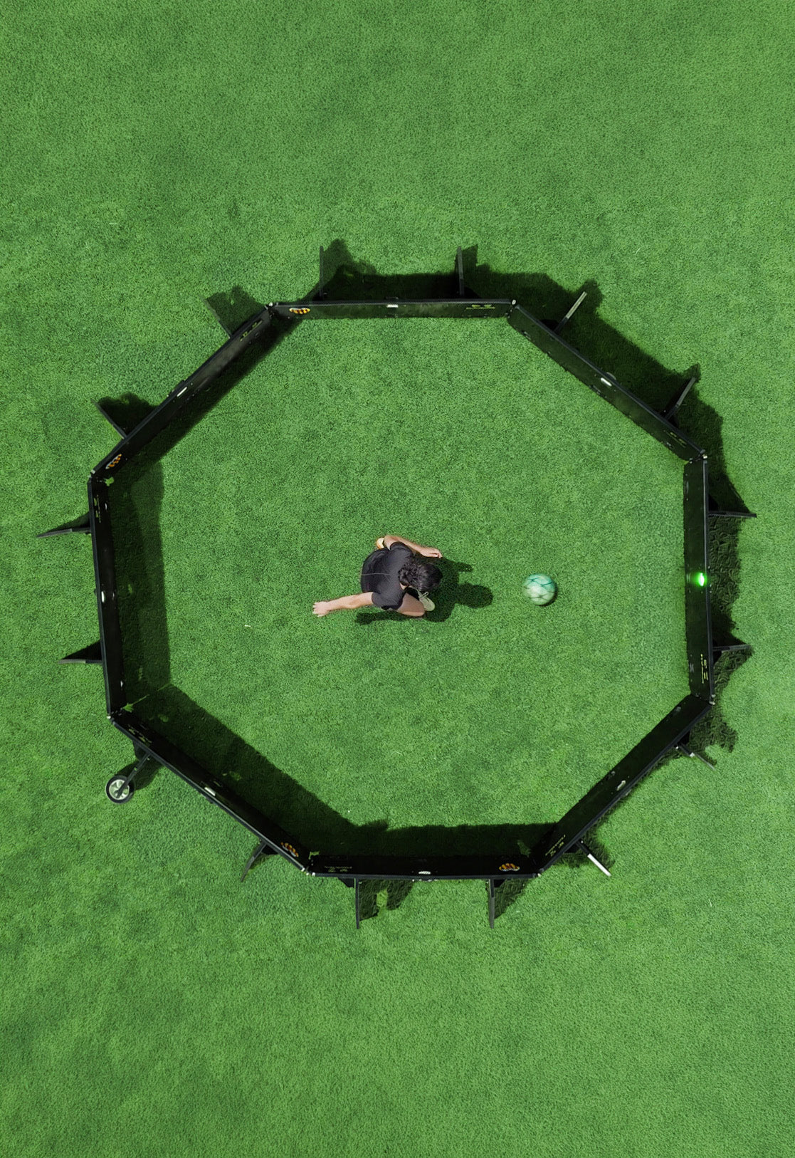 One station: a player training at an interactive 360° station